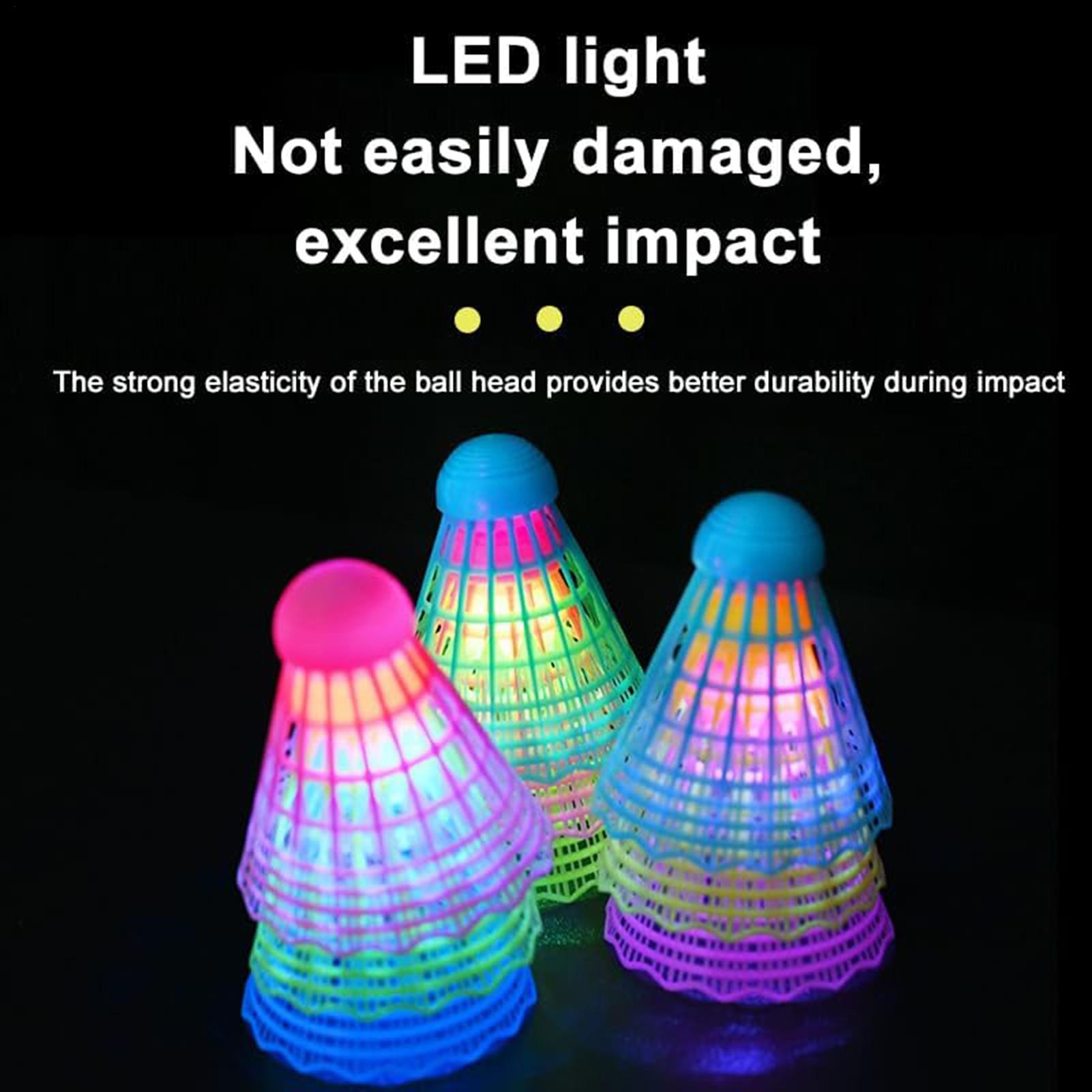 Badminton Nylon Shuttlecock - Led Badminton 3-Piece Glow-in-Dark Led Badminton